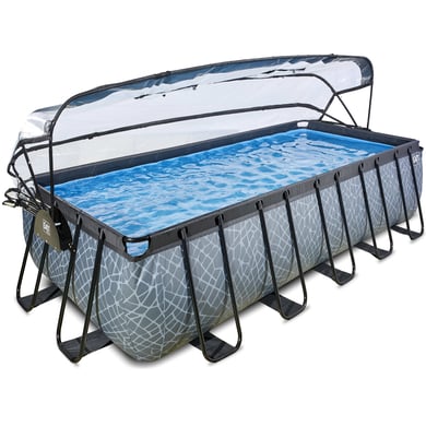 EXIT Stone Pool 540x250x122cm mit Abdeckung und Sandfilter- und Wärmepumpe, grau von EXIT Toys