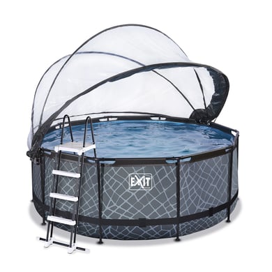 EXIT Stone Pool ø360x122cm mit Abdeckung und Sandfilterpumpe, grau von EXIT Toys