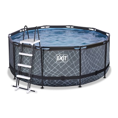 EXIT Stone Pool ø360x122cm mit Sandfilterpumpe, grau von EXIT Toys
