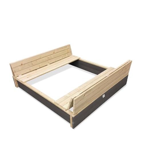EXIT Toys Aksent Holzsandkasten - Mit 2 Bänken - Abschließbar mit Deckel - Großes Format - Schlichtes Design - Für Kinder - 100% FSC Zedernholz - 136x132cm von EXIT TOYS