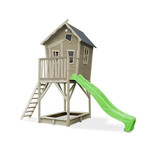 EXIT Toys Crooky 700 Holzspielhaus für Draußen - Mit Sandkasten und extra großer Rutsche - Gartenhaus aus Holz für Kinder mit wasserdichtem Dach - 100% FSC Zedernholz - 391x184x281cm - Graubeige EXIT Toys Crooky 700 Holzspielhaus für Draußen - Mit Sandkasten und extra großer Rutsche - Gartenhaus aus Holz für Kinder mit wasserdichtem Dach - 100% FSC Zedernholz - 391x184x281cm - Graubeige von EXIT TOYS