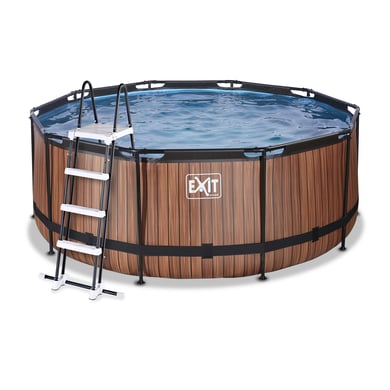 EXIT Wood Pool ø360x122cm mit Filterpumpe, braun von EXIT TOYS