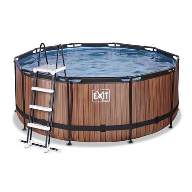 EXIT Wood Pool ø360x122cm mit Sandfilterpumpe, braun von EXIT TOYS