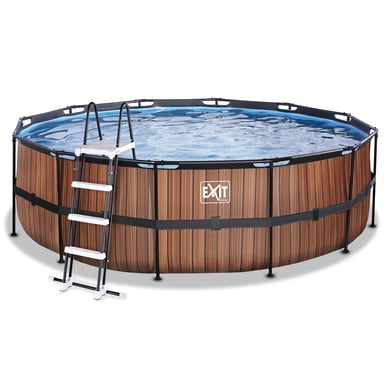 EXIT Wood Pool ø450x122cm mit Filterpumpe, braun von EXIT Toys
