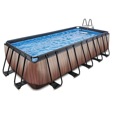 EXIT Wood Pool 540x250x122cm mit Sandfilterpumpe, braun von EXIT TOYS