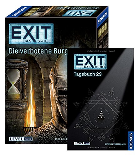 EXIT Kosmos Spiele 692872 Spiel, Die verbotene Burg, Escape Room Spiel für Zuhause Level Profi Buch - Tagebuch 29 -144 Seiten mit Rätseln und Quizthemen von EXIT