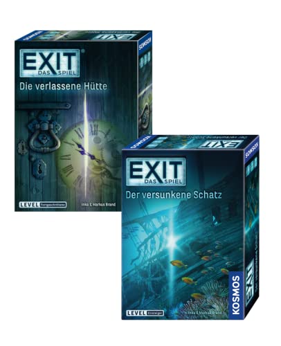 Exit Kosmos Spiele 694050 Spiel: versunkene Schatz Brettspiel + Kosmos Spiele 692681 Spiel, Die verlassene Hütte; 2 Escape Room Spiele für Zuhause, Level Einsteiger und Fortgeschrittene von EXIT