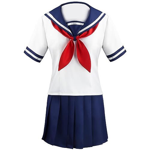 EXOTUF Anime Cosplay Kostüm Ayano Aishi Schuluniform Set Faltenrock Matrosenanzug,Set-XXL EXOTUF Anime Cosplay Kostüm Ayano Aishi Schuluniform Set Faltenrock Matrosenanzug,Set-XXL von EXOTUF