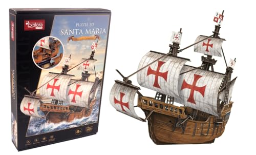EXPLORA - Santa Maria Schiff - 3D-Puzzles - 540032 - 204 Teile - Level 5 - Ohne Kleber oder Schere - Bildungs - Konstruktionsspiel - Kinder Geschenk - Modell - Ab 8 Jahren von EXPLORA SCIENCES
