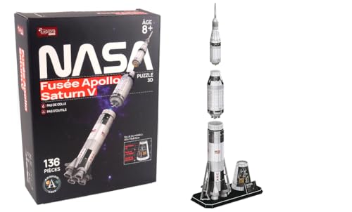 EXPLORA - Apollo Saturn V Raketenmission - 3D-Puzzles - 540100-136 Teile - Level 5 - Ohne Kleber oder Schere - Bildung - Bauspiel - Geschenk für Kinder - Modell - Ab 8 Jahren von EXPLORA SCIENCES