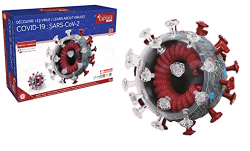 EXPLORA - Covid Coronavirus - Anatomie des Virus - 544004 - Realistisches Modell mit 50 Teilen - Montageanleitung und Bildungsquiz - Entdeckungskit - Kinderspiel - Wissenschaftlich - Ab 8 Jahren von EXPLORA