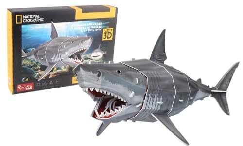 EXPLORA - Großer Weißer Hai - 3D-Puzzles - 540213-72 Teile - Tiere - Level 4 - Ohne Kleber oder Schere - Fisch - BAU - National Geographic Lizenz - Bauspiel - Ab 8 Jahren von EXPLORA SCIENCES