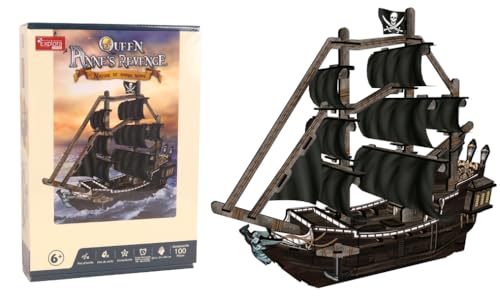 EXPLORA - Piratenschiff Queen's Anne Revenge - 3D-Puzzles - 540030 - 100 Teile - Level 4 - Ohne Kleber oder Schere - Bildungs - Konstruktionsspiel - Kinder Geschenk - Modell - Ab 6 Jahren von EXPLORA SCIENCES