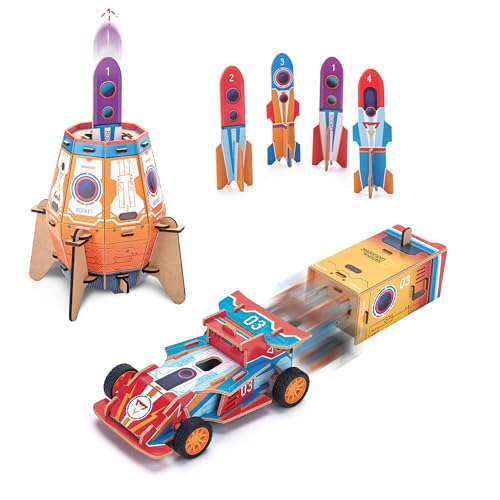 EXPLORA - Raketenwerfer und Auto 2-in-1-77 Teile - 3D-Modell STEAM - 540080 - Wissenschaft der Objekte - DIY - Ohne Kleber oder Schere - Konstruktion - National Geographic Lizenz - Ab 6 Jahren von EXPLORA