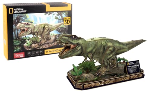 EXPLORA - T-Rex - 3D-Puzzle - 540210-52 Teile - Tiere - Level 4 - Ohne Kleber oder Schere - Dinosaurier - BAU - National Geographic Lizenz - Bauspiel - Ab 8 Jahren von EXPLORA SCIENCES