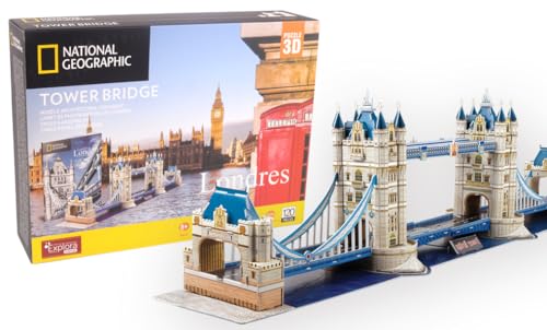 EXPLORA - Tower Bridge - 3D-Puzzles - 540201-120 Teile - Historisches Denkmal - Level 5 - Ohne Kleber oder Schere - London - Bauspiel - Lizenz National Geographic - Ab 8 Jahren von EXPLORA SCIENCES