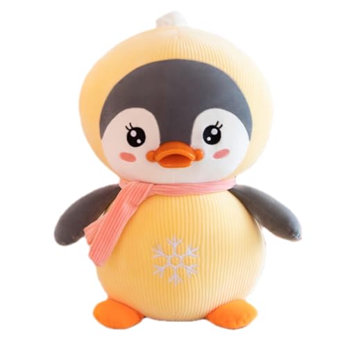 EXQUILEG Pinguin Plüschtier, Kuscheltier Für Kinder, Pinguin Kuscheltier Tier Kissen Geschenk Für Kinder/Erwachsene (Gelb,25cm) von EXQUILEG