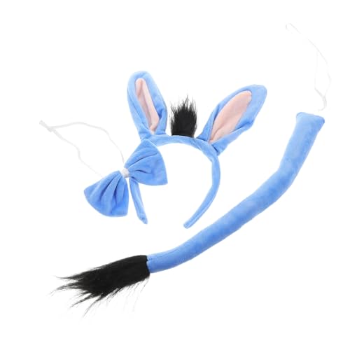 EXQUIMEUBLE 1 Satz Kostüm Set mit Eselohren Haarreif und Fliege für Halloween Cosplay Tier Kostüm und Party Zubehör von EXQUIMEUBLE