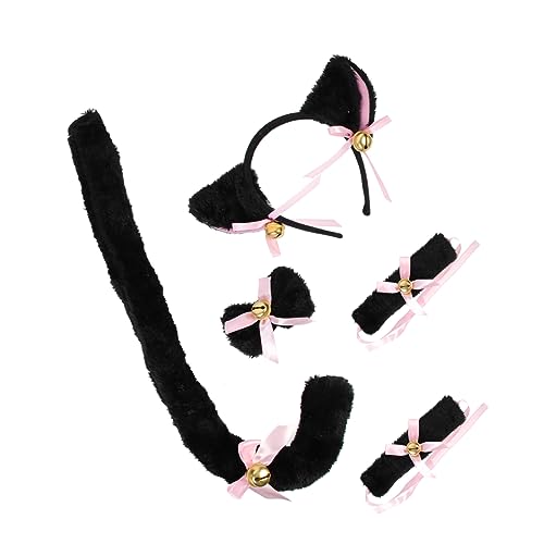 EXQUIMEUBLE 1Satz Kunstfell Katzenohren Haarreifen mit Katzenschwanzarmbändern Exquisites Cosplay Zubehör für Halloween Bühnenaufführungen und Partys Teiliges von EXQUIMEUBLE
