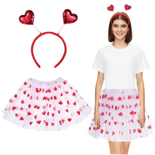 EXQUIMEUBLE 1satz Herz Tutu Rock Für Damen Valentinstag Kostüm Mit Herz Haarreif Elastische Romantisches Design Für Mottopartys Und Fotoshootings EXQUIMEUBLE 1satz Herz Tutu Rock Für Damen Valentinstag Kostüm Mit Herz Haarreif Elastische Romantisches Design Für Mottopartys Und Fotoshootings von EXQUIMEUBLE