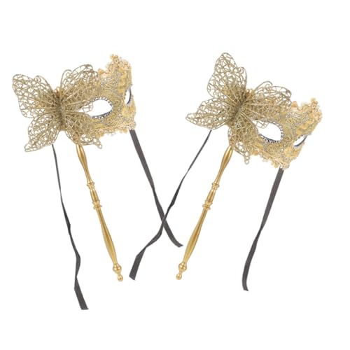 EXQUIMEUBLE 2 Stück Handheld Maske mit Stick für Karneval Halloween und Kostümpartys Dragon Design Komfortable Passform für Maskenball und Cosplay Veranstaltungen von EXQUIMEUBLE