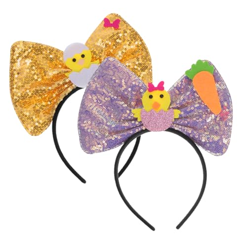 EXQUIMEUBLE 2 Stück Stirnband mit Glitzer Bow Süßes Küken Design Dekorative Haaraccessoires für Osterfeiern Feste und Leicht und Bequem von EXQUIMEUBLE