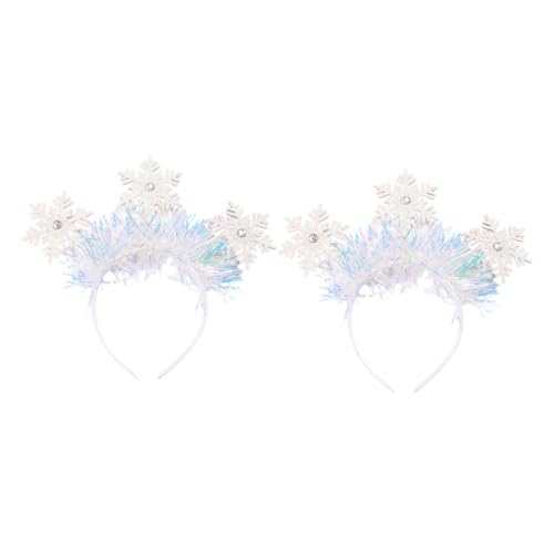 EXQUIMEUBLE 2 Stück Teiliges Weißes Schneeflocken haarband Glitzernde Weihnachtskopfbedeckung für Mädchen und Frauen Leichtes Party haar accessoire für Festliche Xmas dekoration von EXQUIMEUBLE
