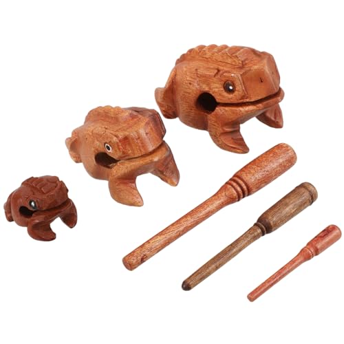 EXQUIMEUBLE 3 Stück Teiliges Holz Frosch Schlaginstrument Handgefertigte Frosch Figurine mit Melodischem Symbol für Wohlstand Dekoration für Büro und Zuhause EXQUIMEUBLE 3 Stück Teiliges Holz Frosch Schlaginstrument Handgefertigte Frosch Figurine mit Melodischem Symbol für Wohlstand Dekoration für Büro und Zuhause von EXQUIMEUBLE