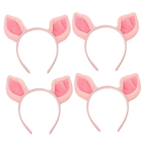 EXQUIMEUBLE 4stücke Plüsch-pig-ears Haarreif Für Junge Mädchen Und Erwachsene Tierkostüm Zubehör Für Halloween Und Karneval Niedliche Cosplay Ohren Haarschmuck von EXQUIMEUBLE