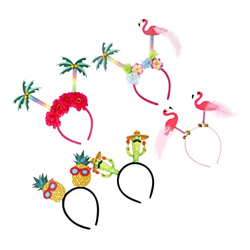 EXQUIMEUBLE 5Stücke Hawaiianisches Stirnband Teiliges Haarschmuck mit Flamingo Ananas Kokosbaum und Kaktus für Sommerpartys Luau Feiern und Tropische Anlässe für Fotos von EXQUIMEUBLE