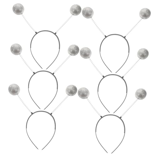 EXQUIMEUBLE 6 Stück Teiliges Glitzer Haarband für Frühlingshaarbänder für Partykostüme und Fotorequisiten Schaumstoff mit Silbernen Bällen von EXQUIMEUBLE