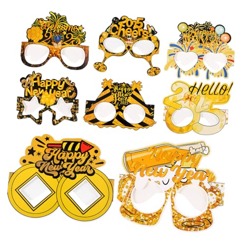 EXQUIMEUBLE 8stücke Neujahr Brillen Lustige Papier Brille Für Partys Eye Decoration Für Neujahr Feierlichkeiten Farbenfrohe Accessoires Für Unvergessliche Fotos von EXQUIMEUBLE
