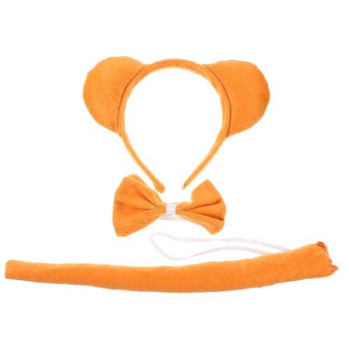 EXQUIMEUBLE Braunbärkleid Kostüm Bärenzubehör Tierstirnband Bärenstirnband Cosplay Tierohr Halloween Tierschwanz Rollenspiel Schwanzbären Bärenohren Stirnbänder Tierhaarband Stoff von EXQUIMEUBLE