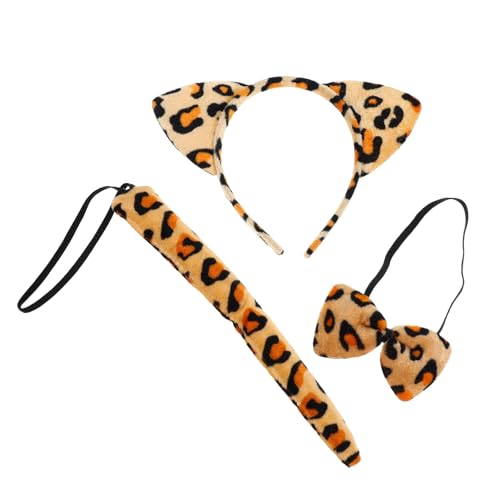 EXQUIMEUBLE Leopardenohren Stirnband Set für Teiliges Kostümzubehör mit Fliege und Halloween und Tier Mottopartys Weich und Bequem EXQUIMEUBLE Leopardenohren Stirnband Set für Teiliges Kostümzubehör mit Fliege und Halloween und Tier Mottopartys Weich und Bequem von EXQUIMEUBLE