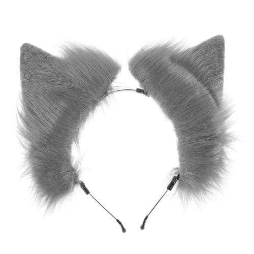EXQUIMEUBLE Plüsch Katzenohren Haarreif Weich Elastisch Haarschmuck für Damen und Mädchen Cosplay Halloween Party Kostüm Stirnband Vielseitig Passend für Verschiedene Kopfgrößen von EXQUIMEUBLE