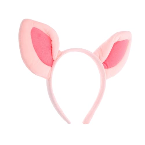 EXQUIMEUBLE Plüsch Schweineohren Stirnband Damen Leichtes Kostümzubehör Party Haarband Komfortabler Sitz Universalgröße Rosa Tierohren Accessoire von EXQUIMEUBLE