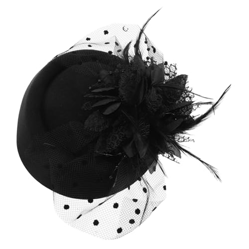 EXQUIMEUBLE Vintage Blumen Fascinator für Damen Retro Kleiner Hut mit Federn und Punkten Eleganter Kopfschmuck für Partys Cosplay und Teepartys Haaraccessoire für Frauen von EXQUIMEUBLE