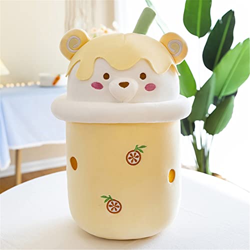 EXQULEG Bubble Tea Plüschtier Boba Kuscheltier, Cartoon Plüsch Puppen Softpuppe Teetasse Kissen Plüsch Spielzeug für Kinder Mädchen (Gelb,30cm) von EXQULEG