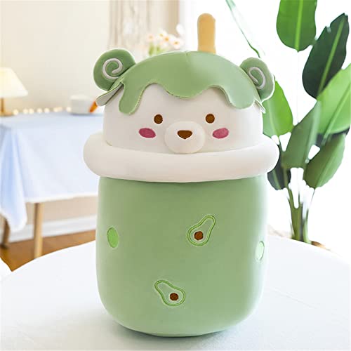 EXQULEG Bubble Tea Plüschtier Boba Kuscheltier, Cartoon Plüsch Puppen Softpuppe Teetasse Kissen Plüsch Spielzeug für Kinder Mädchen (Grün,25cm) von EXQULEG