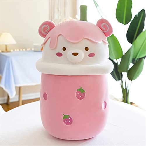 EXQULEG Bubble Tea Plüschtier Boba Kuscheltier, Cartoon Plüsch Puppen Softpuppe Teetasse Kissen Plüsch Spielzeug für Kinder Mädchen (Rosa,25cm) von EXQULEG