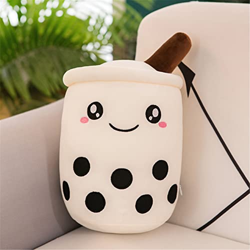 EXQULEG Bubble Tea Plüschtier Boba Kuscheltier Plüschpuppen Weiche Kuscheltier Tee Weiche Puppe Teetasse Kissen Kinderspielzeug (Beige-Runde Augen,25cm) von EXQULEG