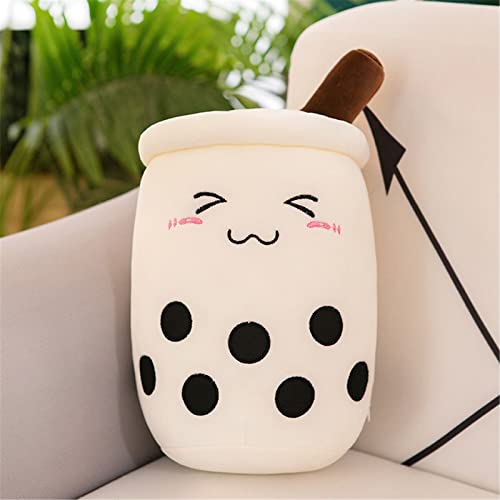 EXQULEG Bubble Tea Plüschtier Boba Kuscheltier Plüschpuppen Weiche Kuscheltier Tee Weiche Puppe Teetasse Kissen Kinderspielzeug (Beige-Schielen,35cm) von EXQULEG