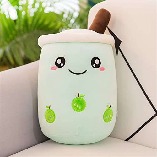 EXQULEG Bubble Tea Plüschtier Boba Kuscheltier Plüschpuppen Weiche Kuscheltier Tee Weiche Puppe Teetasse Kissen Kinderspielzeug (Blau-Runde Augen,25cm) von EXQULEG