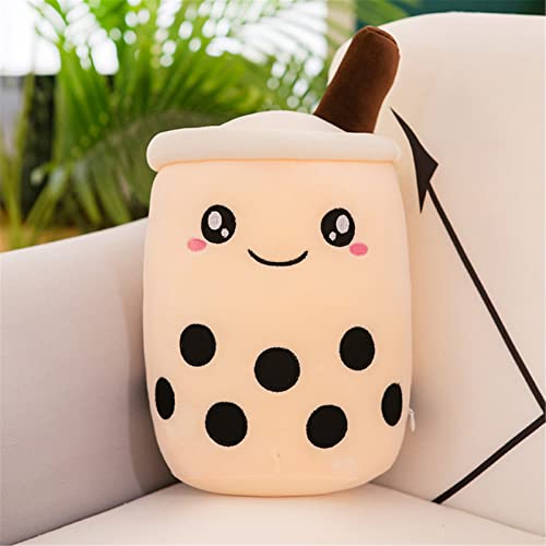 EXQULEG Bubble Tea Plüschtier Boba Kuscheltier Plüschpuppen Weiche Kuscheltier Tee Weiche Puppe Teetasse Kissen Kinderspielzeug (Fleischfarben-Runde Augen,25cm) von EXQULEG