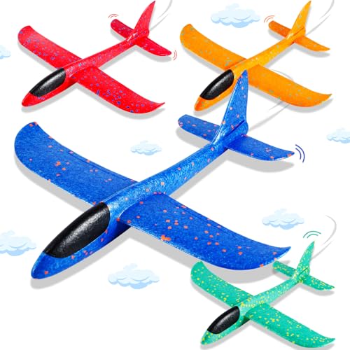 EXTRAPINS 4 Stück Styroporflieger Kinder,36cm Flugzeug Spielzeug Groß, 2 Flugmodi Segelflugzeug, Flieger Styropor Kinder,Styroporflieger Flugzeug für Junge Mädchen Outdoor Spielzeug Kindergeburtstag von EXTRAPINS