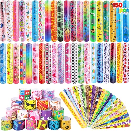 EXTRAPINS 60 Stück Schnapparmband Kinder,Slap Armbänder, Schnapparmbänder für kinder,Bunte Armbänder mit Einhorn Tier Herz Druck Design,Mitgebsel Kindergeburtstag, für Jungen Mädchen von EXTRAPINS
