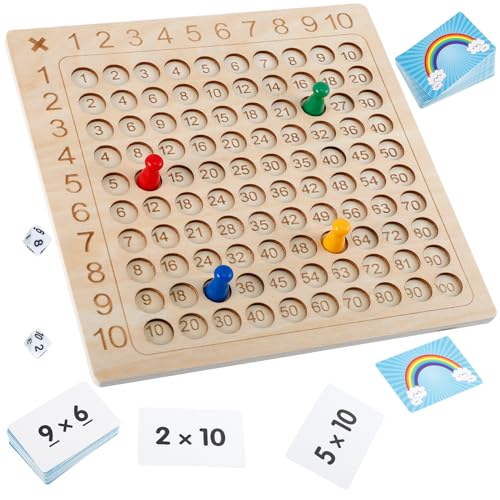 EXTRAPINS Multiplikationsbrett,1x1 Lernen Spiel für Grundschüler,Montessori Multiplikationsbrett,Multiplikationstafel Holz,Montessori Kinderzählspielzeug für Die Frühkindliche Bildung von EXTRAPINS