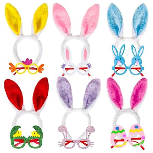 EXTRWORY Einzigartiges Oster-Partygeschenk, verstellbare Stirnbänder und Gläser mit Hasenohren für ein festliches Erlebnis (A) von EXTRWORY