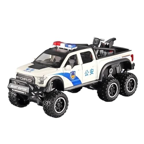 1/24 for Ford F150 Polizei 6X6 SUV Legierung Druckguss Automodell Simulation Miniatur Fahrzeugmodell Dekoration Ornamente(White) von EXYFRUX