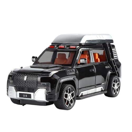 1:24 for BYD U8 Off-Road SUV Camping Version Legierung Druckguss Auto Modell Simulation Miniatur Fahrzeug Modell Dekoration(Black) von EXYFRUX